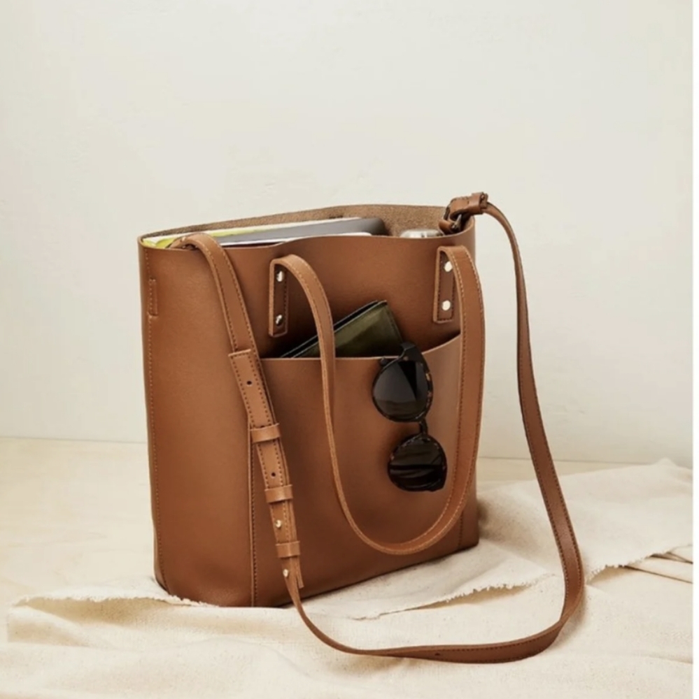 Henny + Lev Vegan Leather 2-in-1 Everyday Tote NEW, Brown, $130 Value